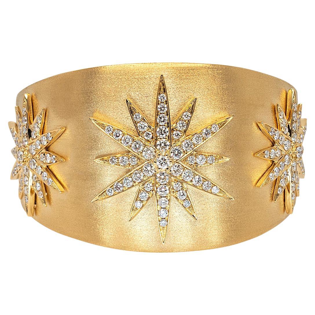 Fermoir du bracelet en or jaune 18 carats avec diamants naturels brillants ronds de 3,73 carats en vente