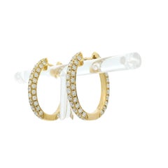 18k Gelbgold 3,79ctw natürliche runde Diamant ovale Ohrringe