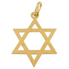 18k Yellow Gold 3.7g Polished Star of David Pendant Italy 1.3"
