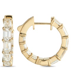 Orecchini a cerchio in oro giallo 18 carati con diamanti da 3,80 carati AER-20760-Y