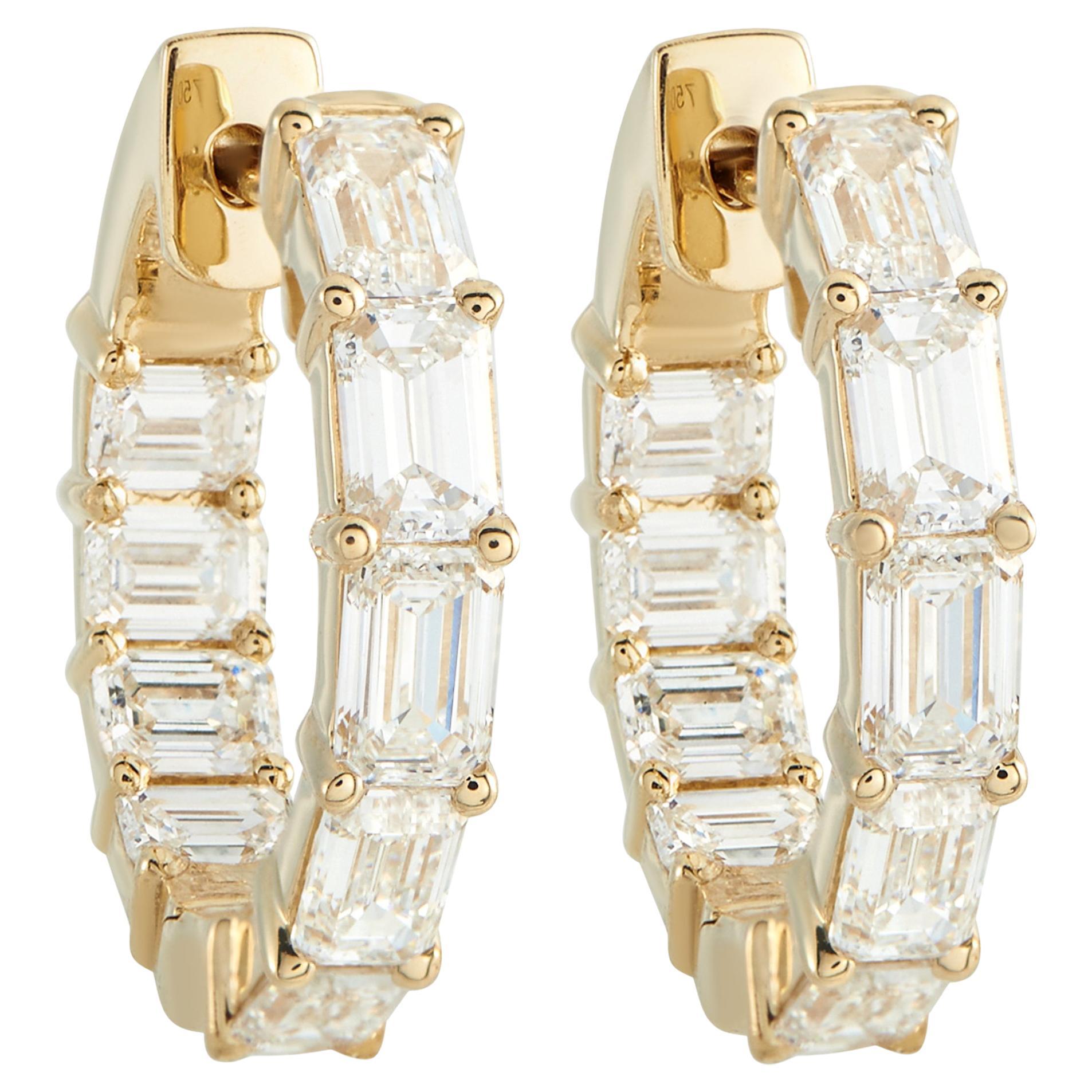 18K Yellow Gold 3.80ct Diamond Inside-Out Hoop Earrings AER-20760-Y