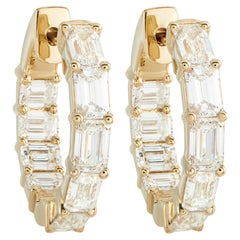 Orecchini a cerchio in oro giallo 18 carati con diamanti da 3,80 carati AER-20760-Y