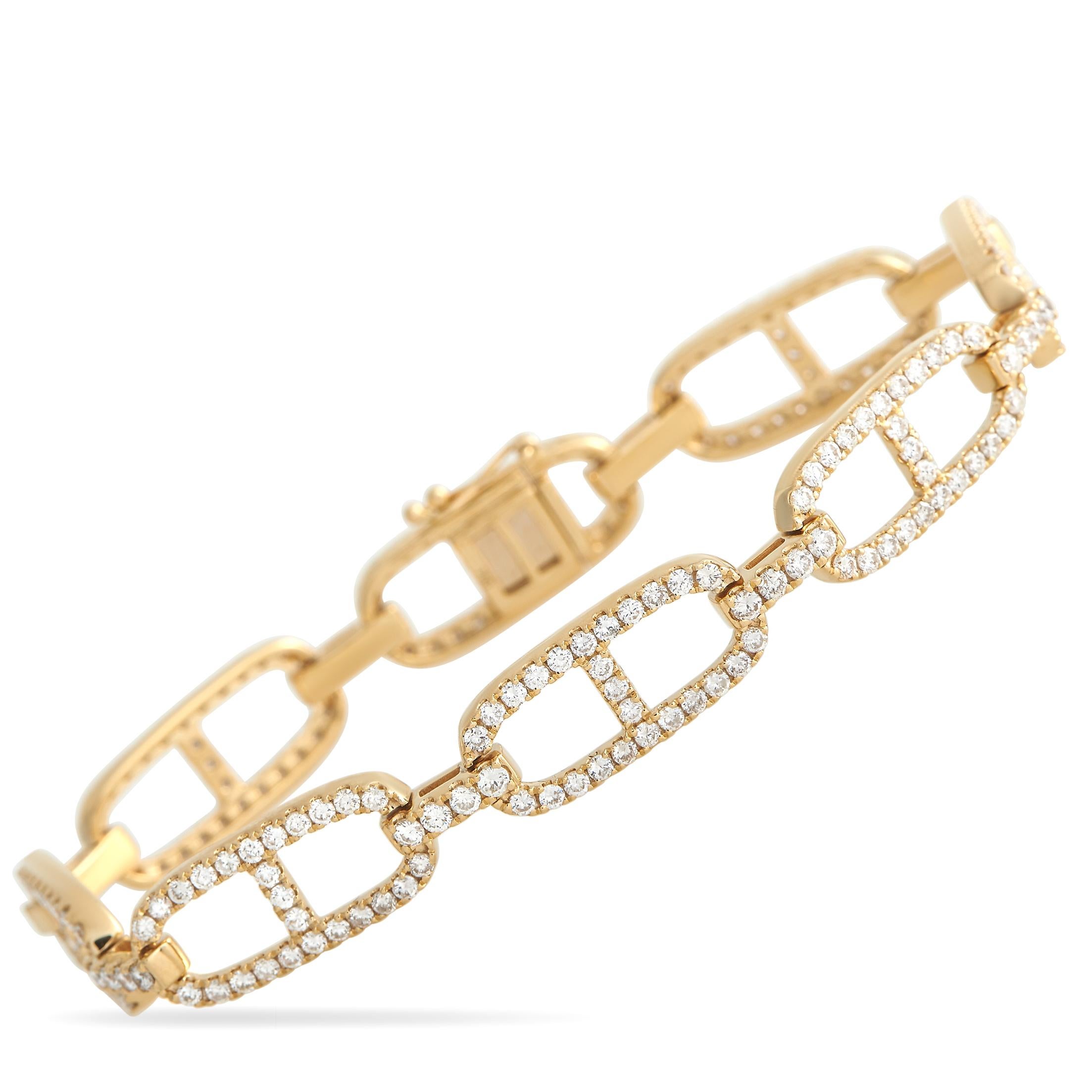 18K Yellow Gold 3.85ct Diamond Bracelet In New Condition For Sale In Southampton, PA