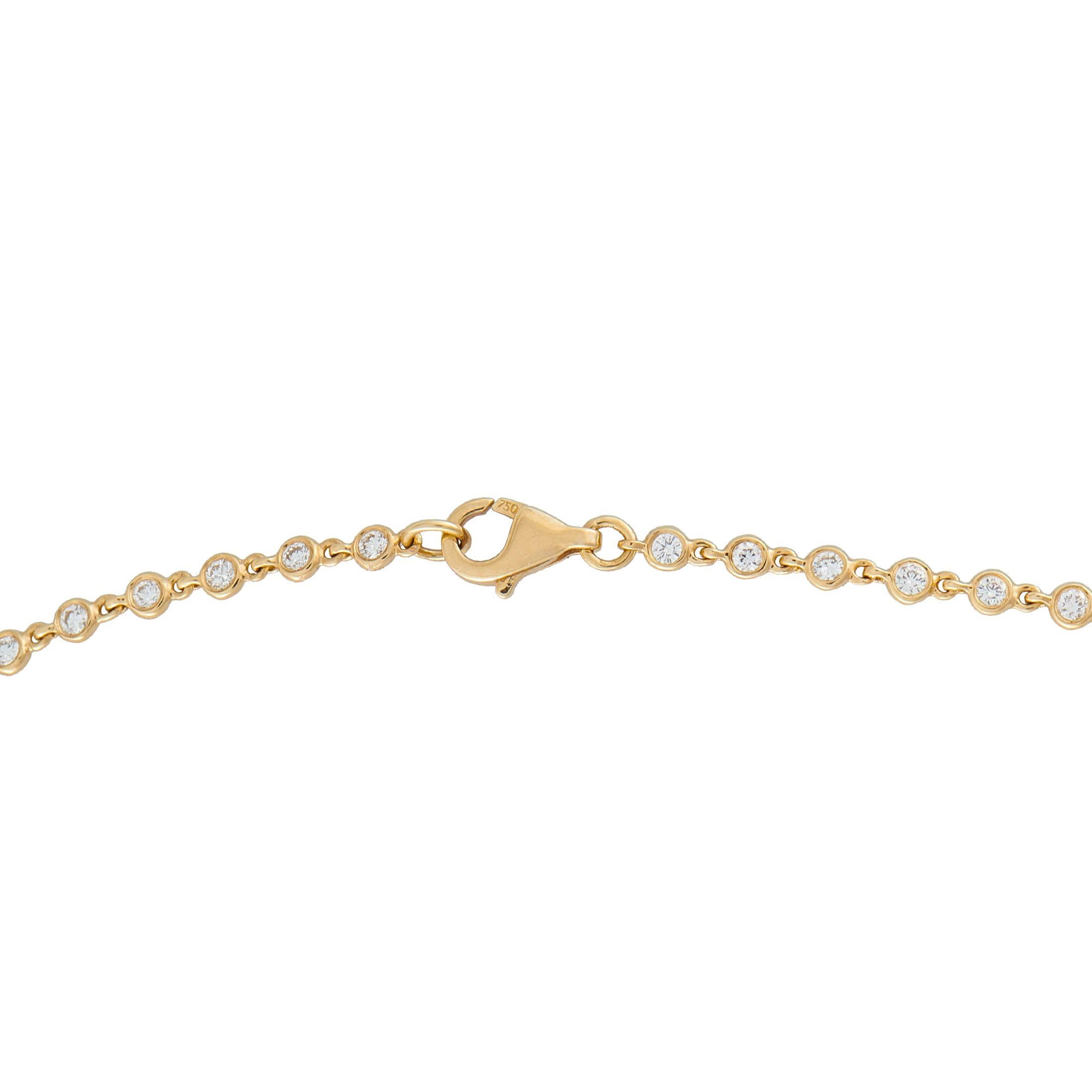 Taille ronde Collier station en or jaune 18K avec 3,85 ct de diamants ANK-19773-Y en vente