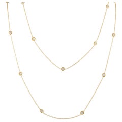 Collar de oro amarillo de 18 quilates con estación de diamantes de 3,85 ct MF11-121025