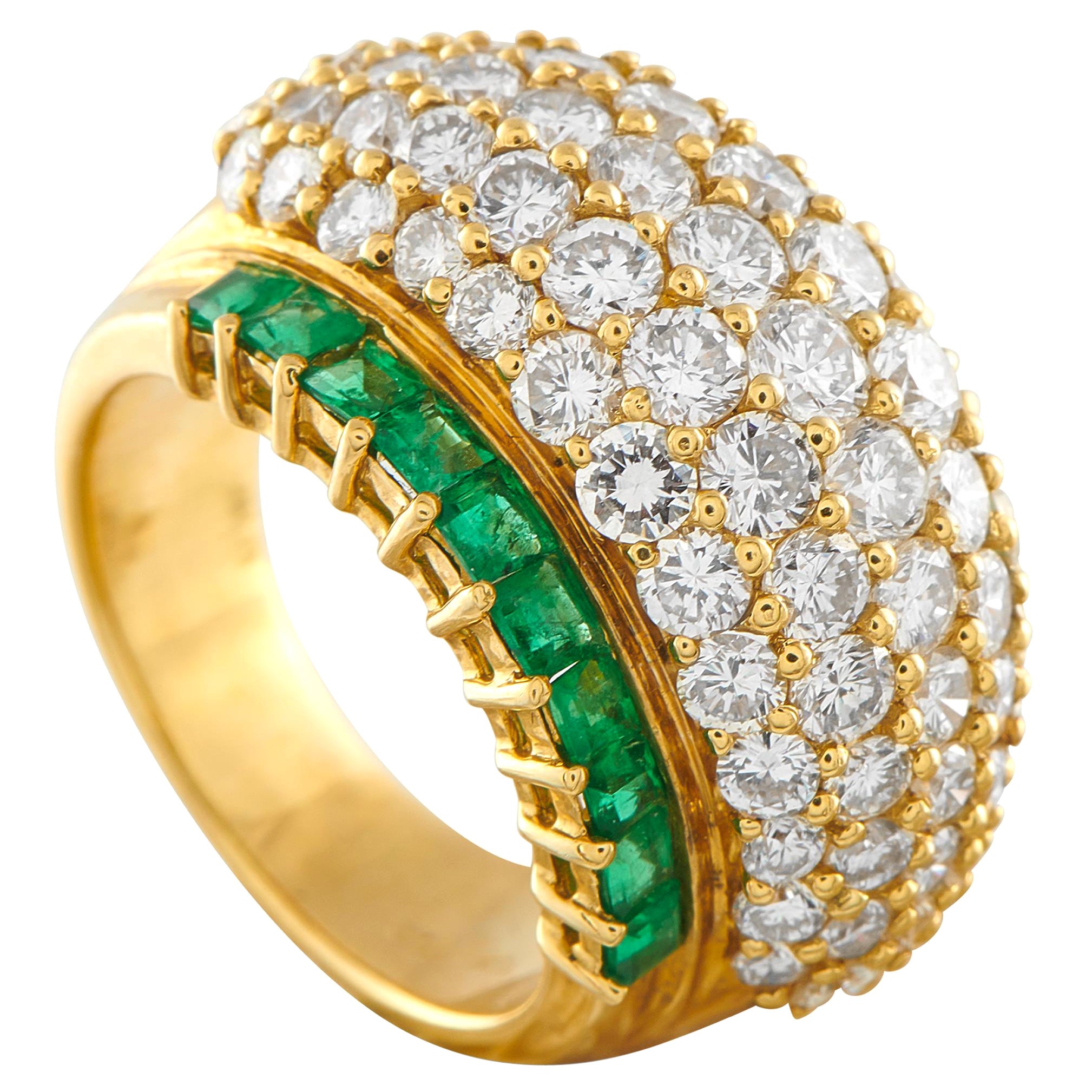 18K Gelbgold 3,90ct Diamant und Smaragd Ring MF10-112425