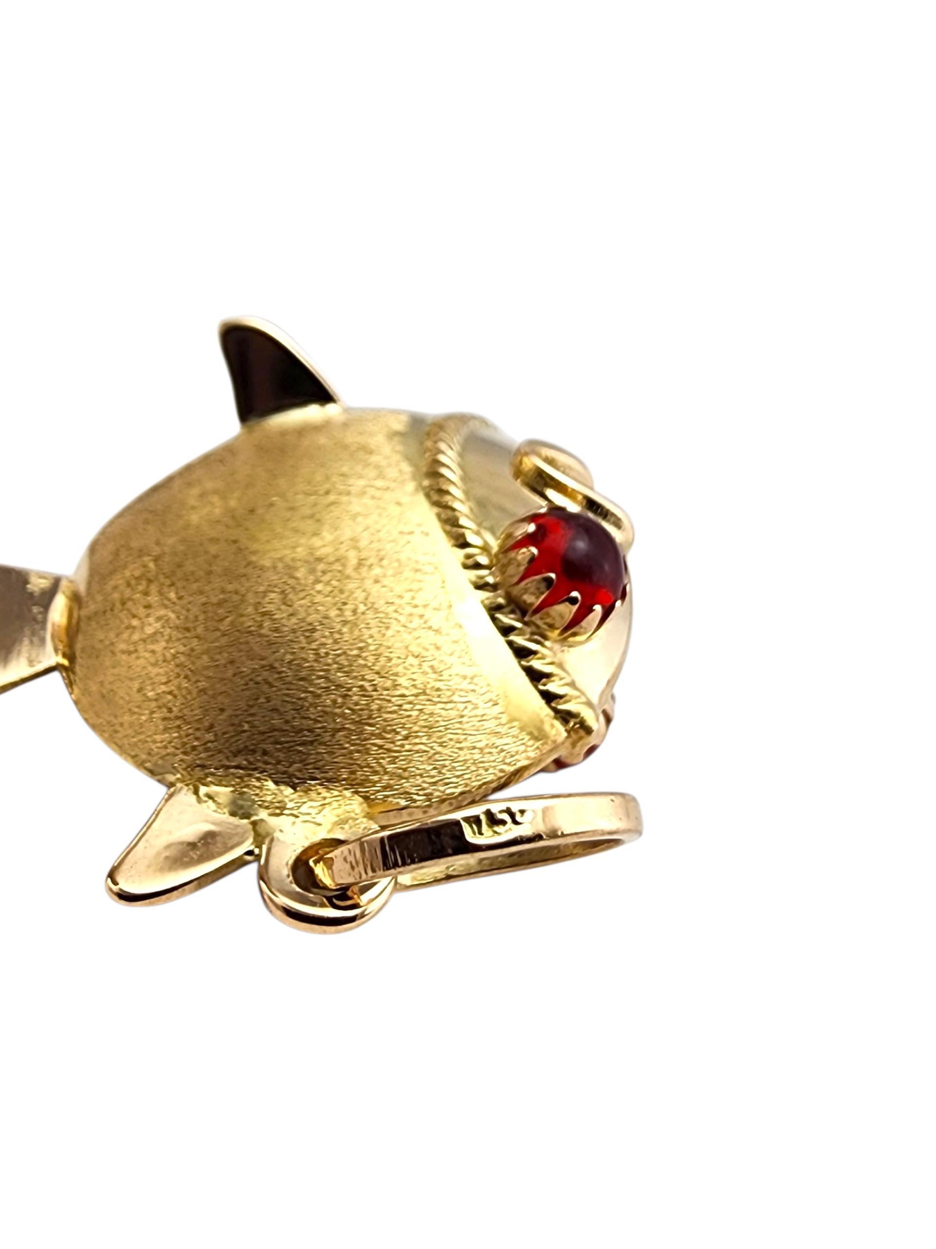 Donna Charm 3D a forma di pesce in oro giallo 18K #22377 in vendita