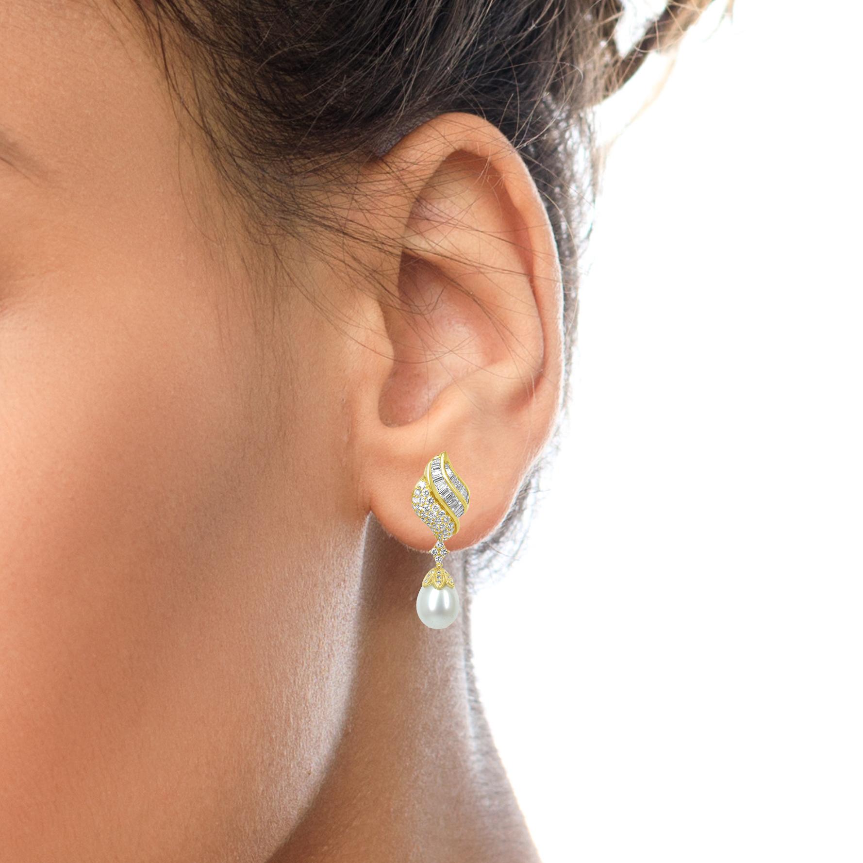 pearl dangle clip on earrings