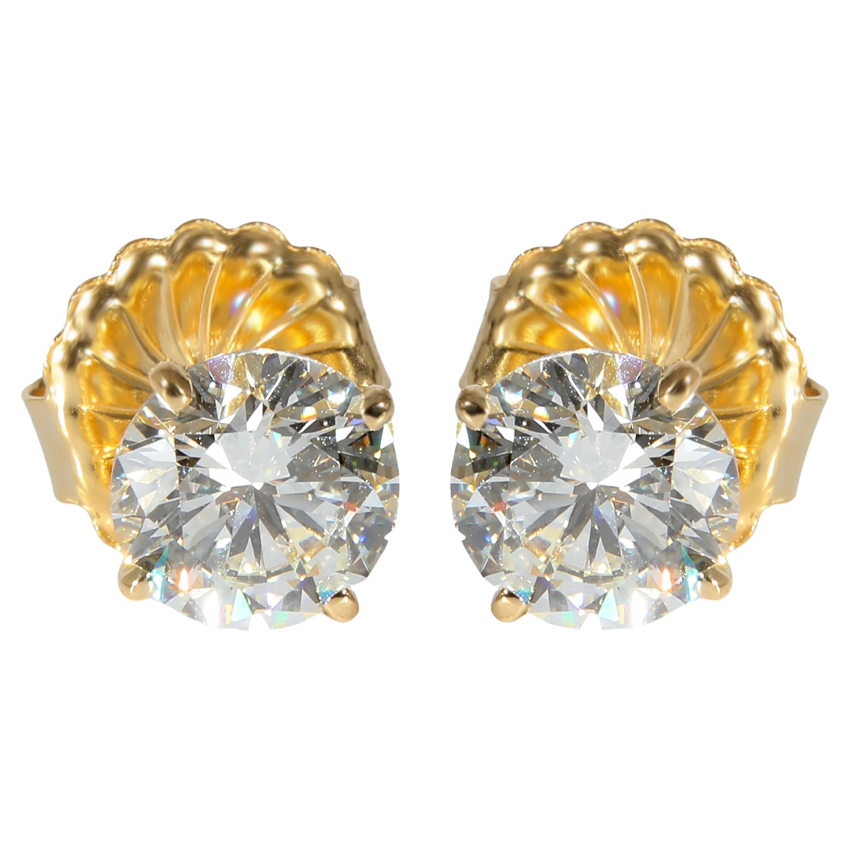 Pendientes de oro amarillo de 18 quilates con 4 garras  3,05 CTW G/SI1 en venta