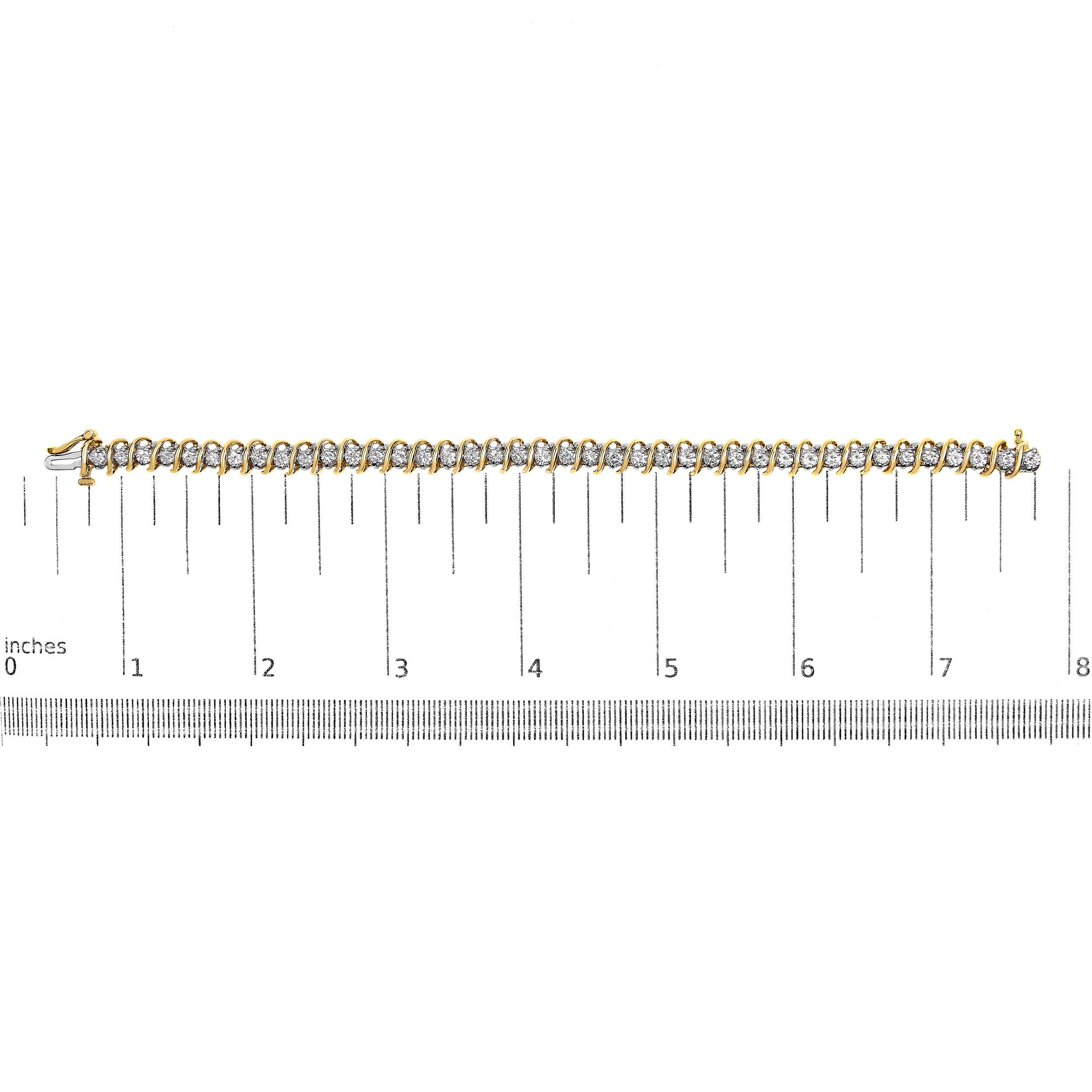 Round Cut 18K Yellow Gold 4.0 Cttw Round-Cut Diamond S-Link 7