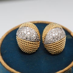 18k Yellow Gold 4.00 Cttw Round and Single Cut Brilliant Diamond Earrings