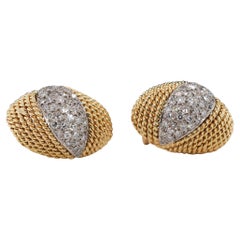 Vintage 18k Yellow Gold 4.00 Cttw Round and Single Cut Brilliant Diamond Earrings