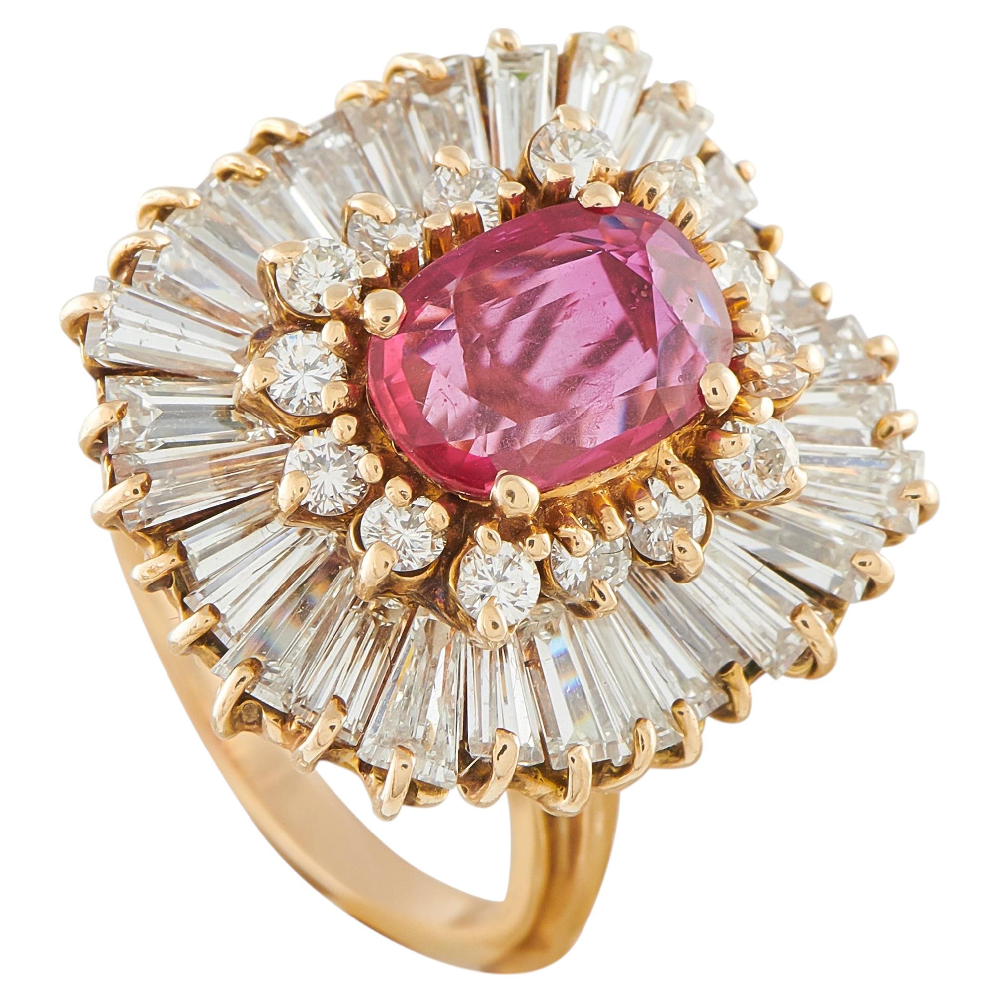 18K Yellow Gold 4.0ct Diamond and Ruby Ring MF10-050626 For Sale