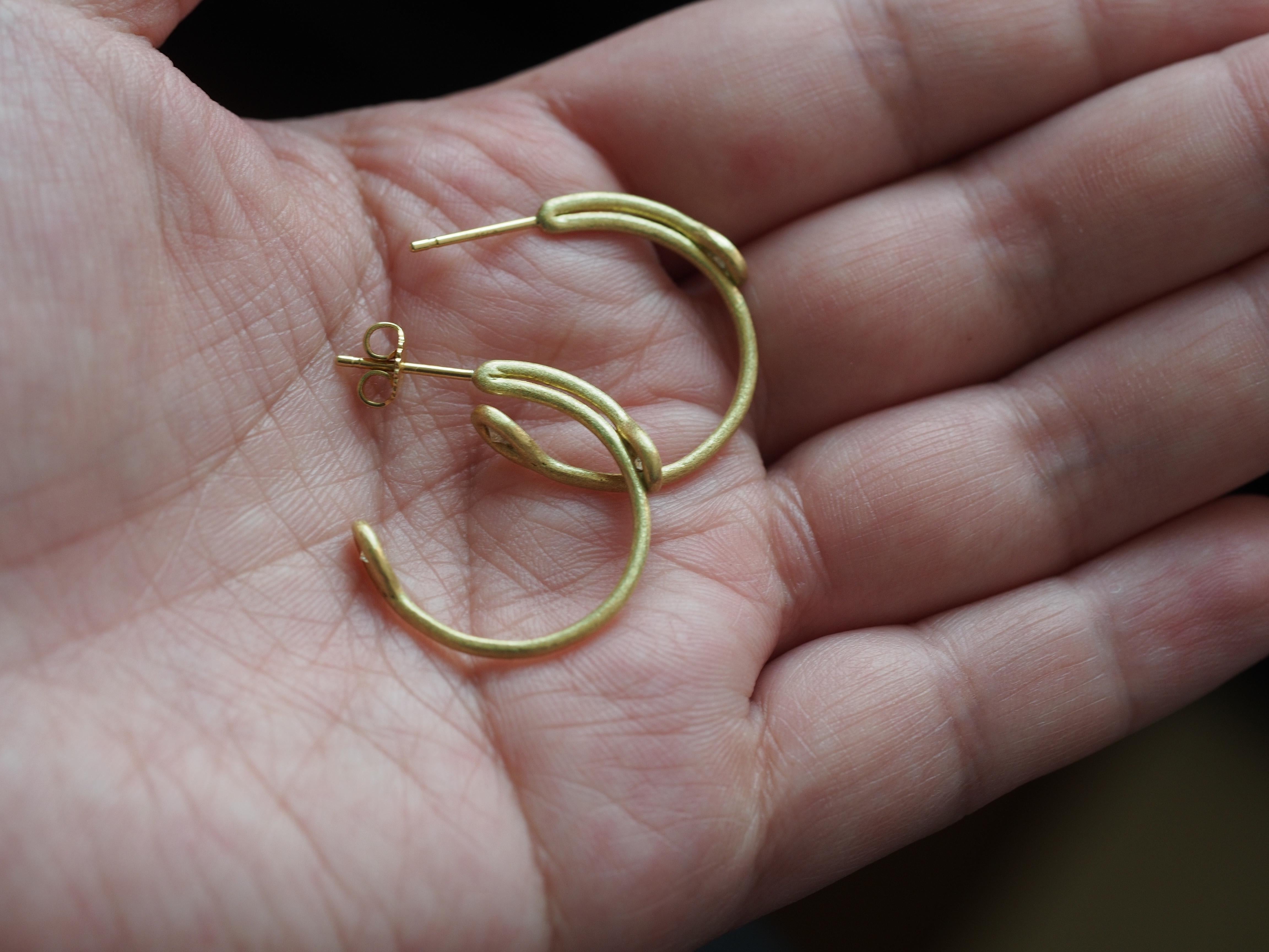 Women's 18K Yellow Gold .40cttw Round Diamond Brilliant Open Hoop Earrings For Sale