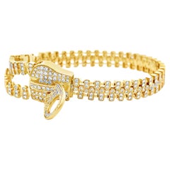 18k Yellow Gold 4.19ctw Round Brilliant Diamond Zipper Bracelet