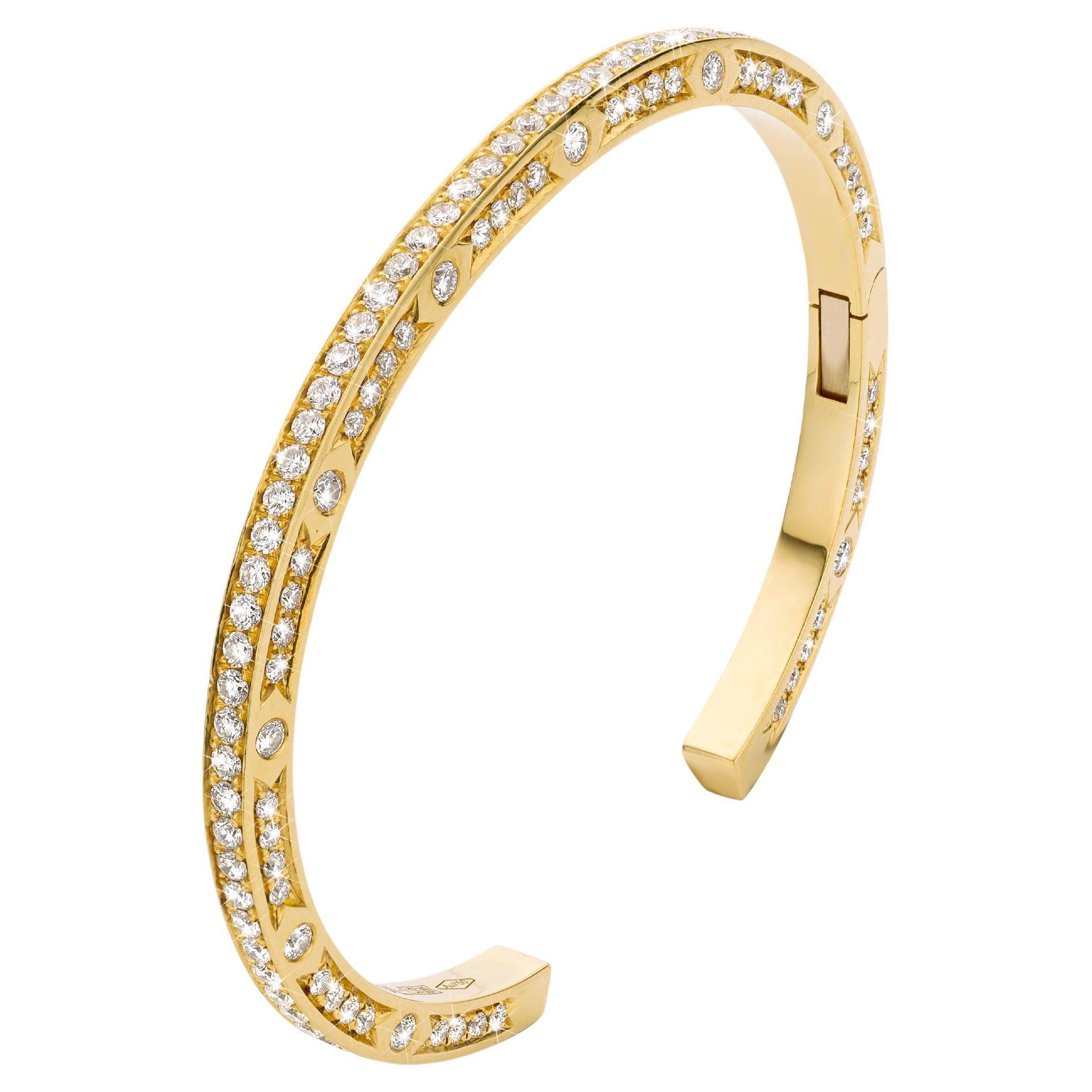 18K Yellow Gold 4.21 Carat White Diamonds Bracelet by Jochen Leën For Sale
