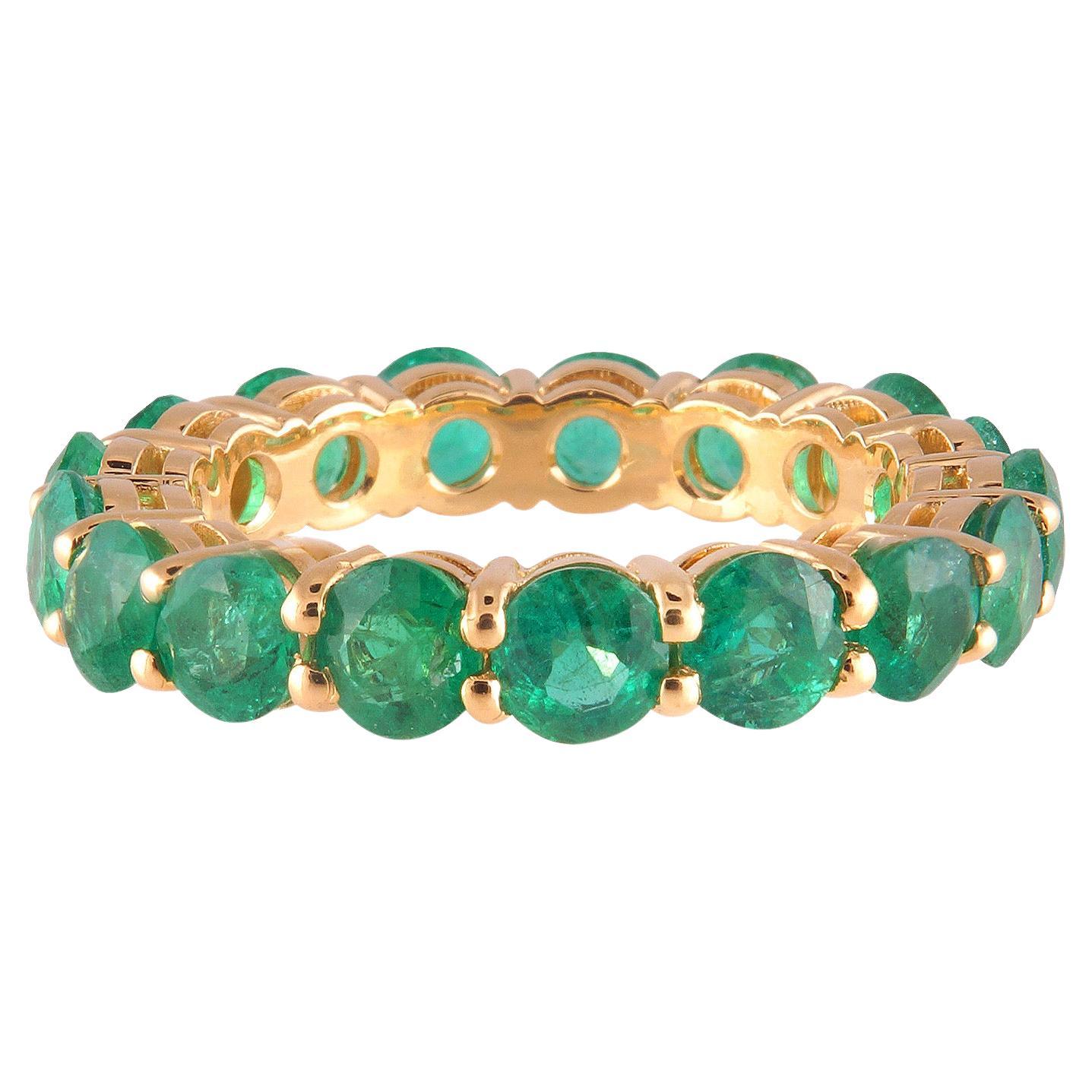 18k Yellow Gold Emerald Eternity Band For Sale
