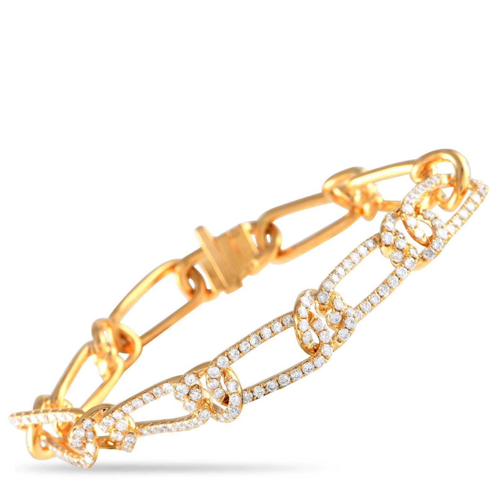 18K Yellow Gold 4.35ct Diamond Bracelet In New Condition In Southampton, PA