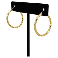 18k Gelbgold 4.3g Damen gedrehte Creolen Italien 1,2"