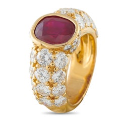 18K Yellow Gold 4.40ct Diamond and Burma Ruby Ring MF05-021826