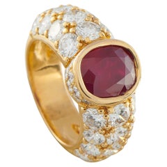 18K Yellow Gold 4.40ct Diamond and Burma Ruby Ring MF05-021826