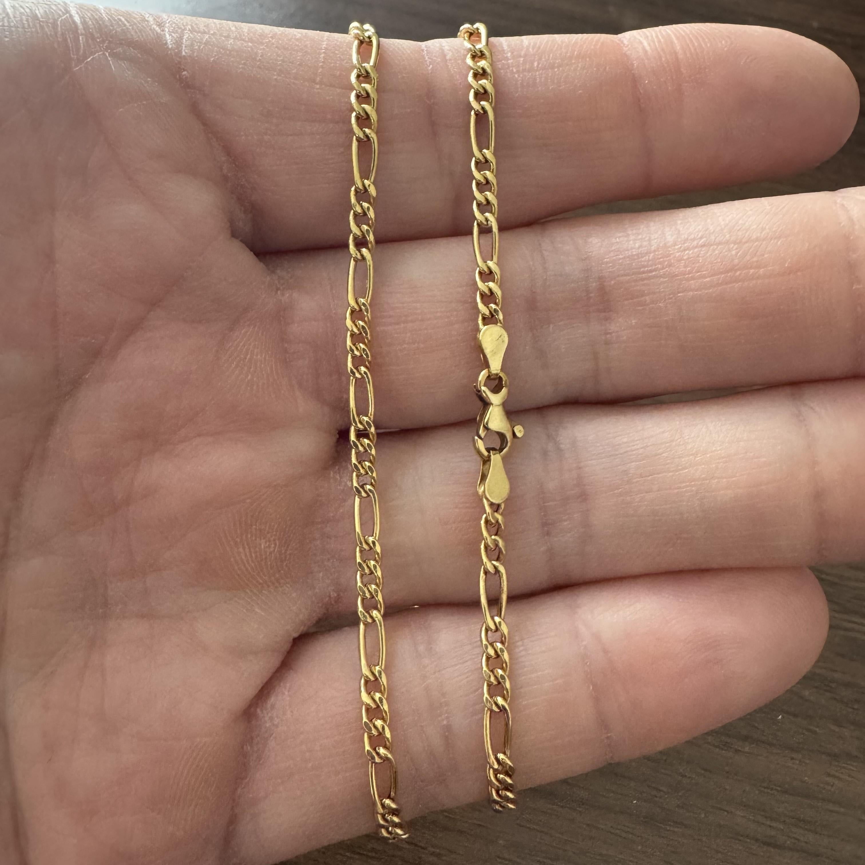 Condition:  Excellent Condition, Professionally Cleaned and Polished
Metal:  18k Gold (Marked, and Professionally Tested)
Weight:  4.4g
Length:  16 Inches
Width:  3mm
Closure:  Lobster Claw
Markings:  
