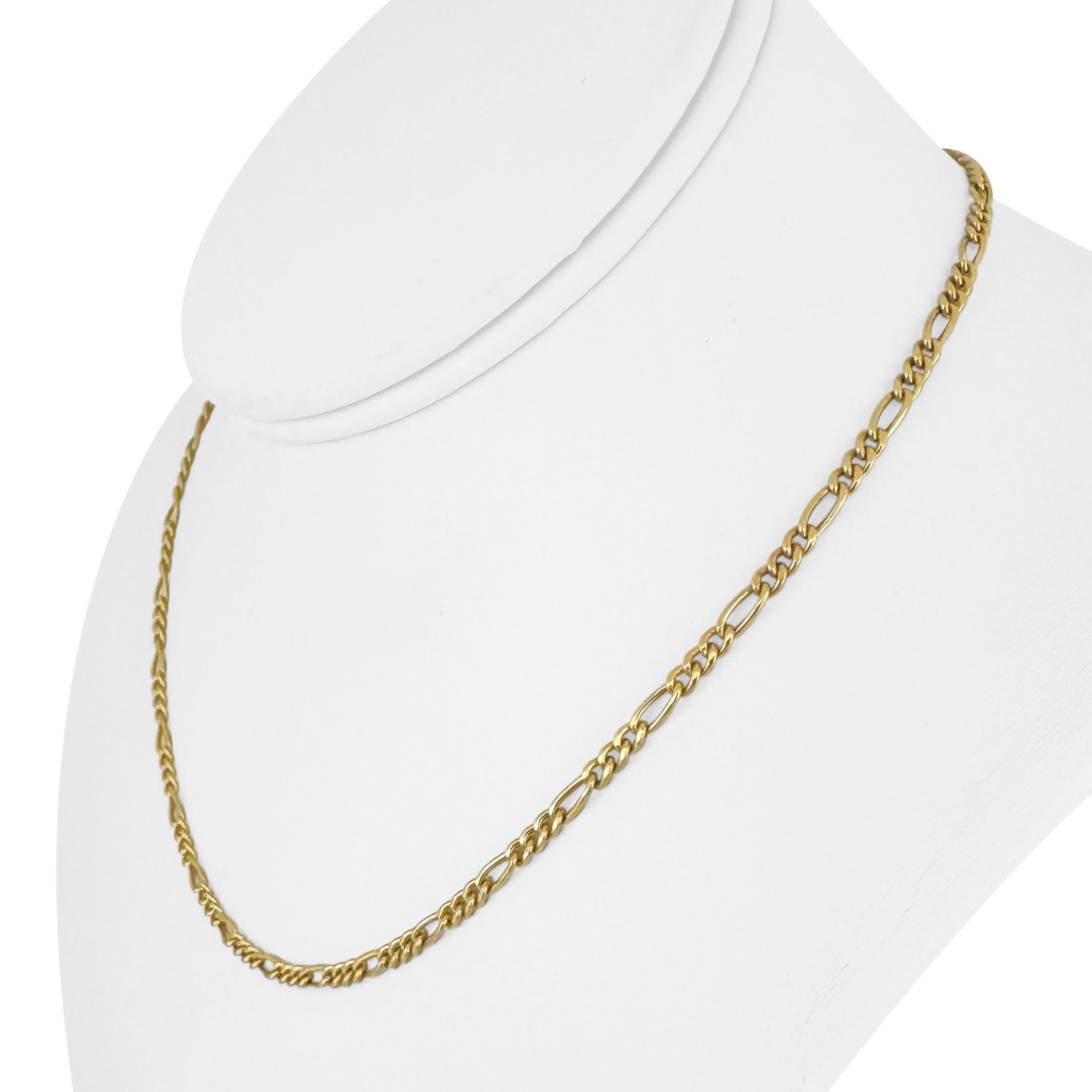 18k Yellow Gold 4.4g Hollow Light 3mm Figaro Link Chain Necklace Italy 16