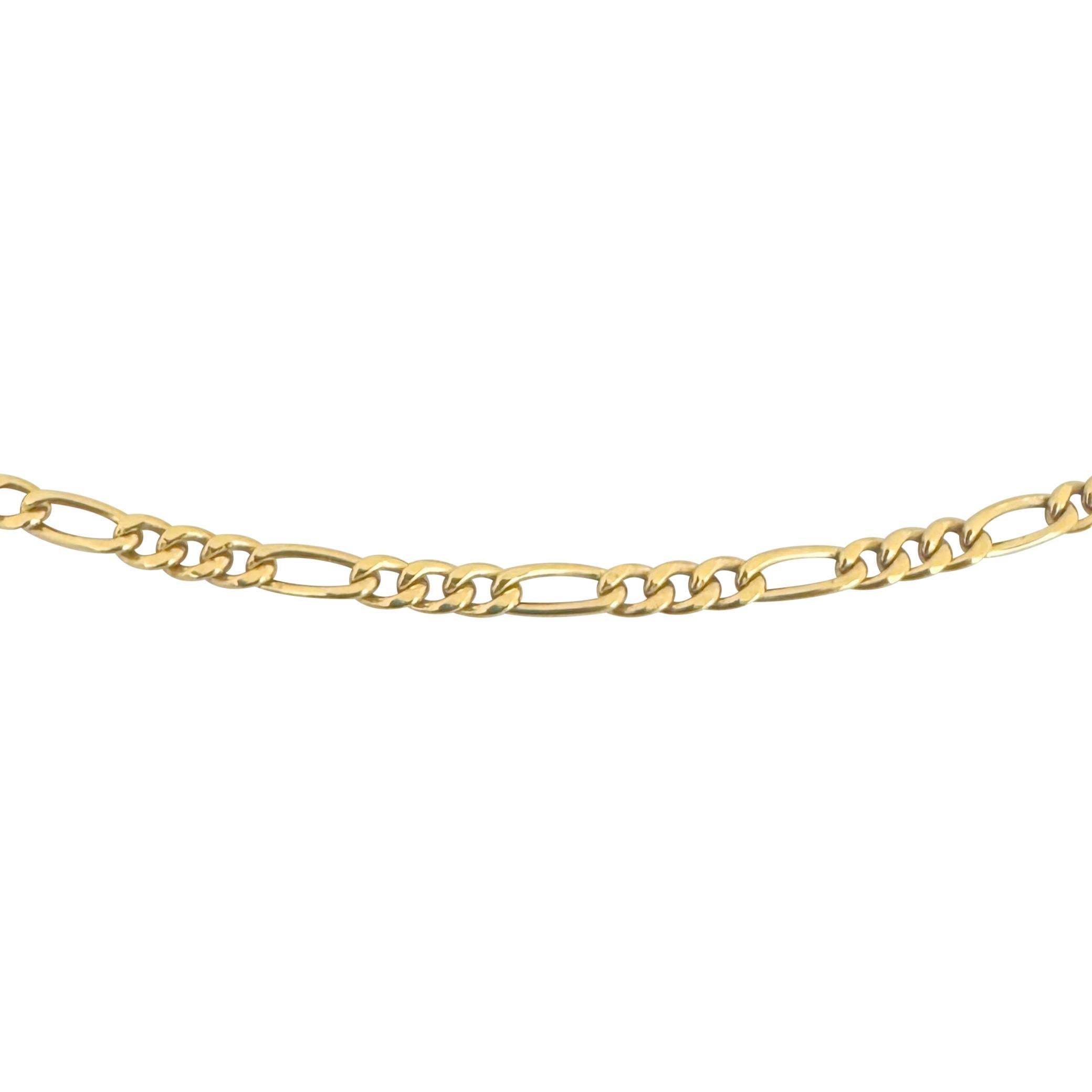 Women's 18k Yellow Gold 4.4g Hollow Light 3mm Figaro Link Chain Necklace Italy 16