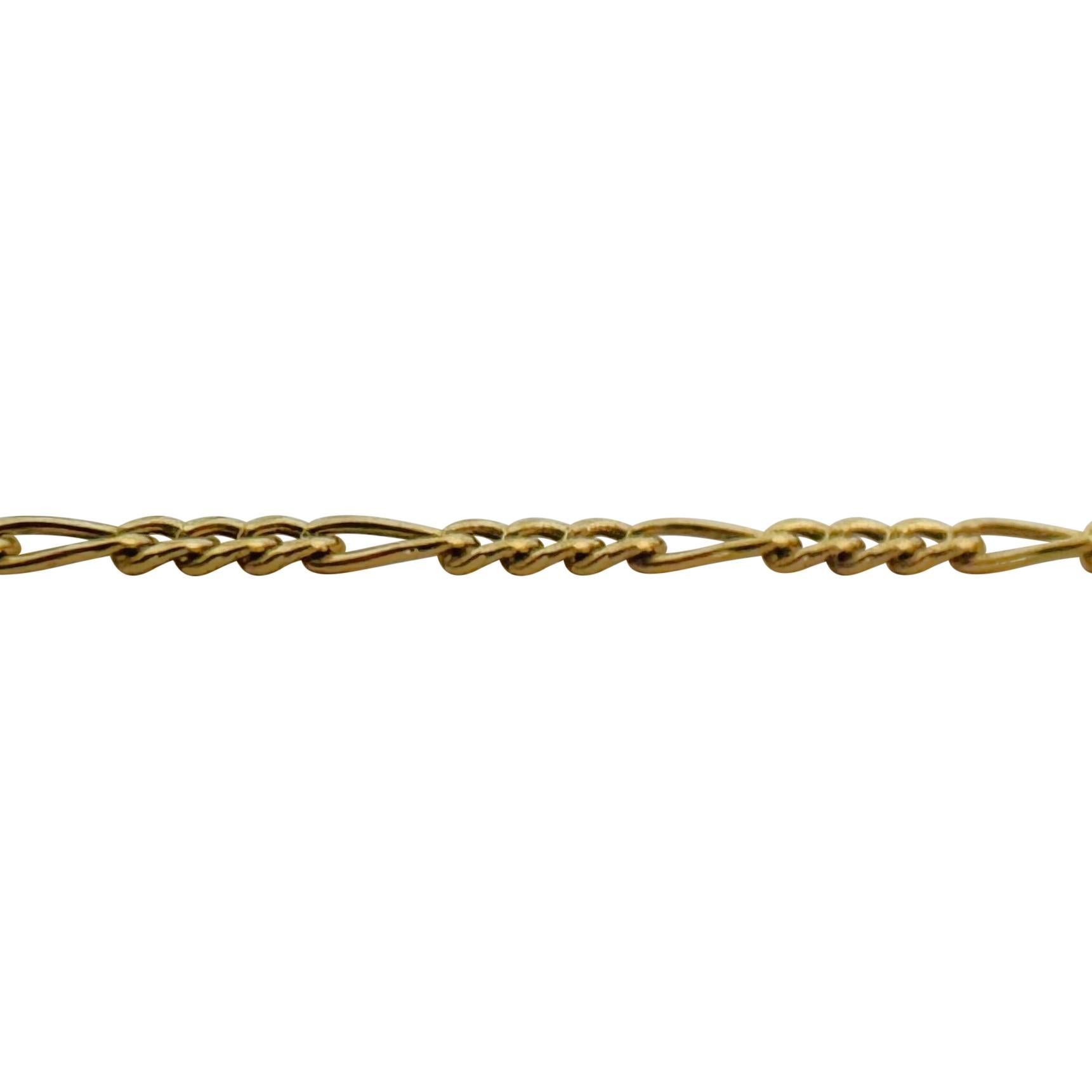 18k Yellow Gold 4.4g Hollow Light 3mm Figaro Link Chain Necklace Italy 16