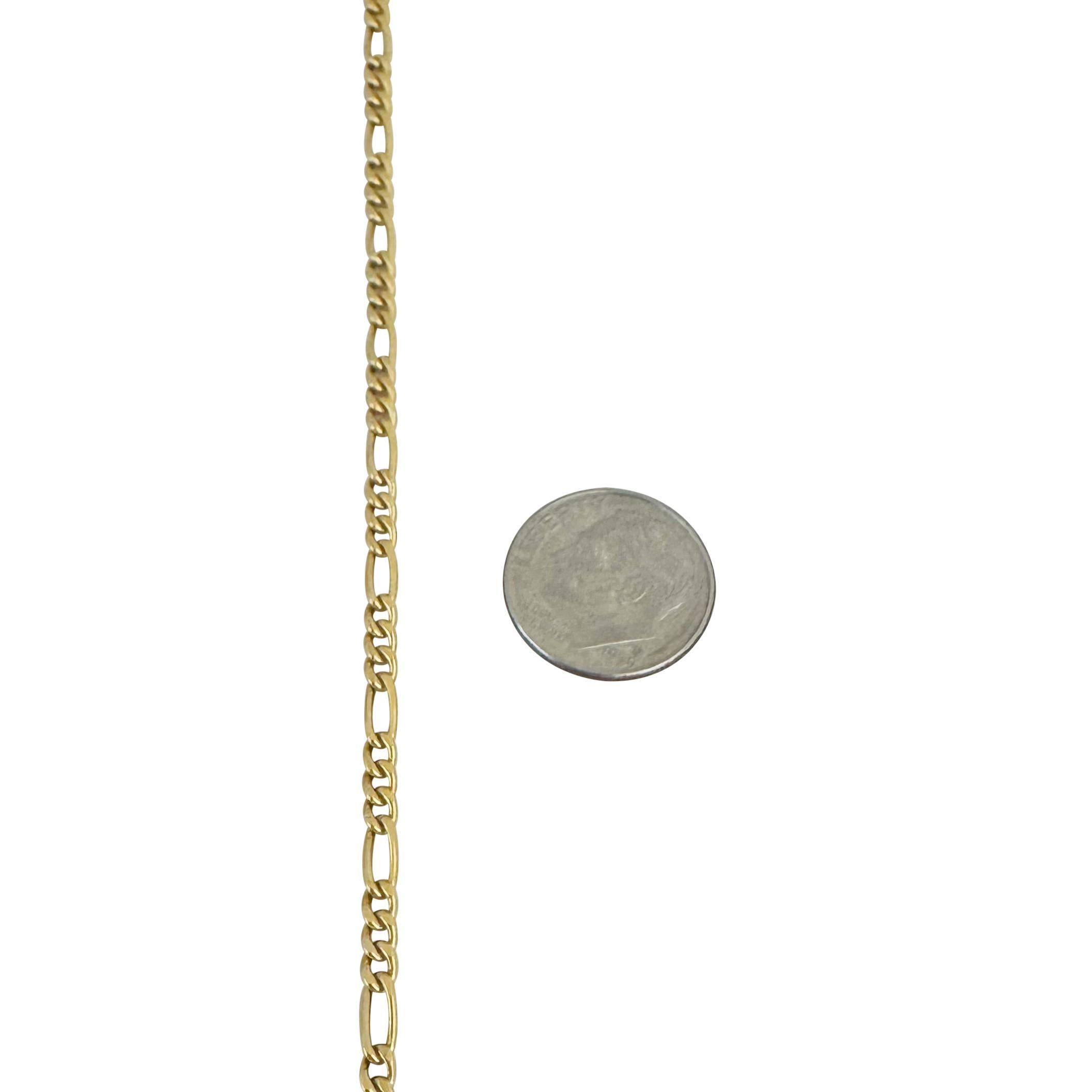 18k Yellow Gold 4.4g Hollow Light 3mm Figaro Link Chain Necklace Italy 16