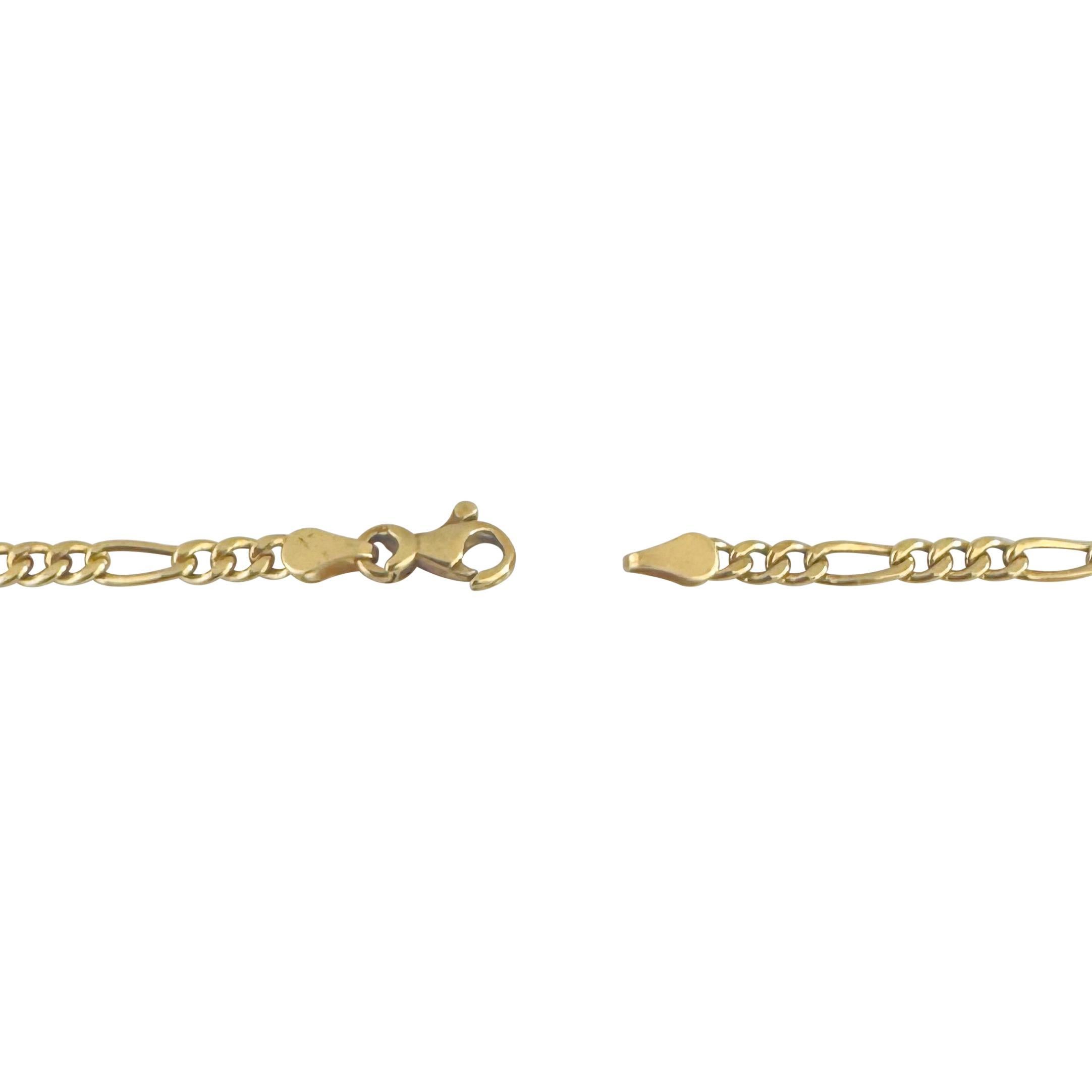 18k Yellow Gold 4.4g Hollow Light 3mm Figaro Link Chain Necklace Italy 16
