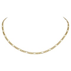 18k Yellow Gold 4.4g Hollow Light 3mm Figaro Link Chain Necklace Italy 16"
