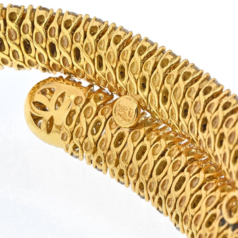 18K Yellow Gold 45 Carat Pave Set Round Diamond MultiRow Collar