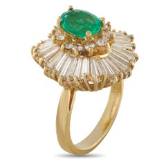 18K Yellow Gold 4.50ct Diamond and Emerald Ring MF33-050726