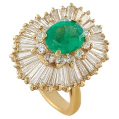 18K Yellow Gold 4.50ct Diamond and Emerald Ring MF33-050726