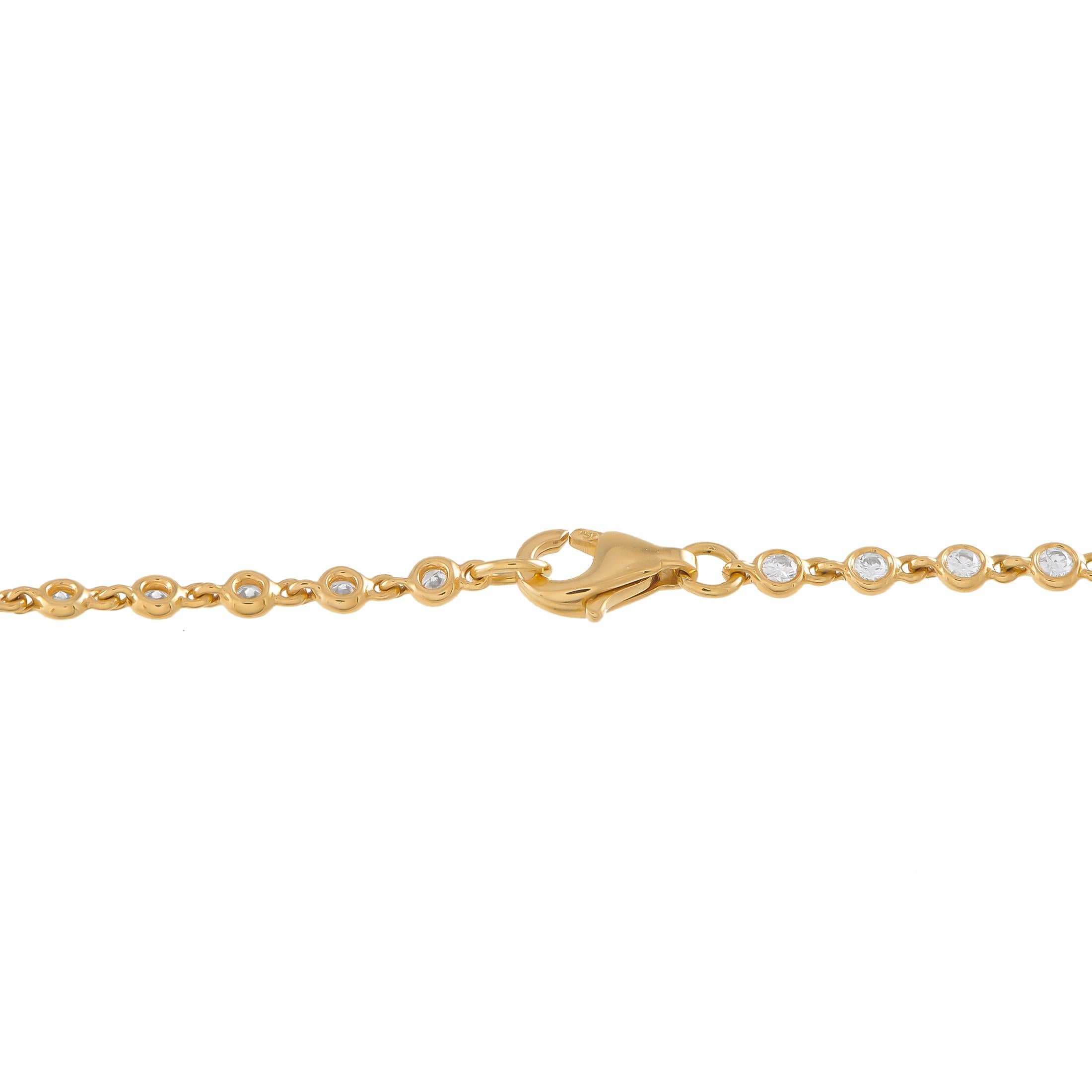 Round Cut 18K Yellow Gold 4.50ct Diamond Necklace For Sale