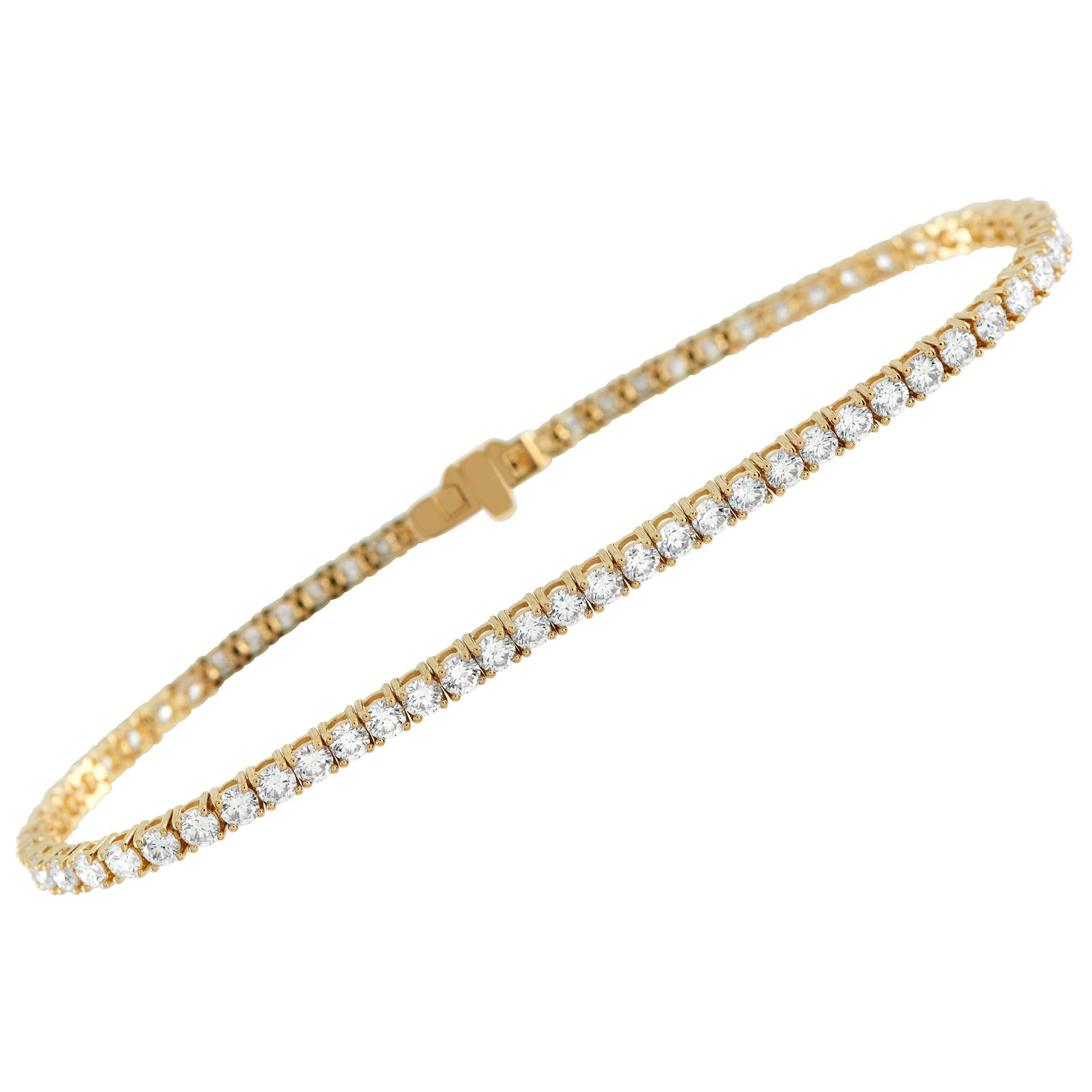Pulsera de tenis de oro amarillo de 18 quilates con 4,62 ct de diamantes MF01-111925 en venta