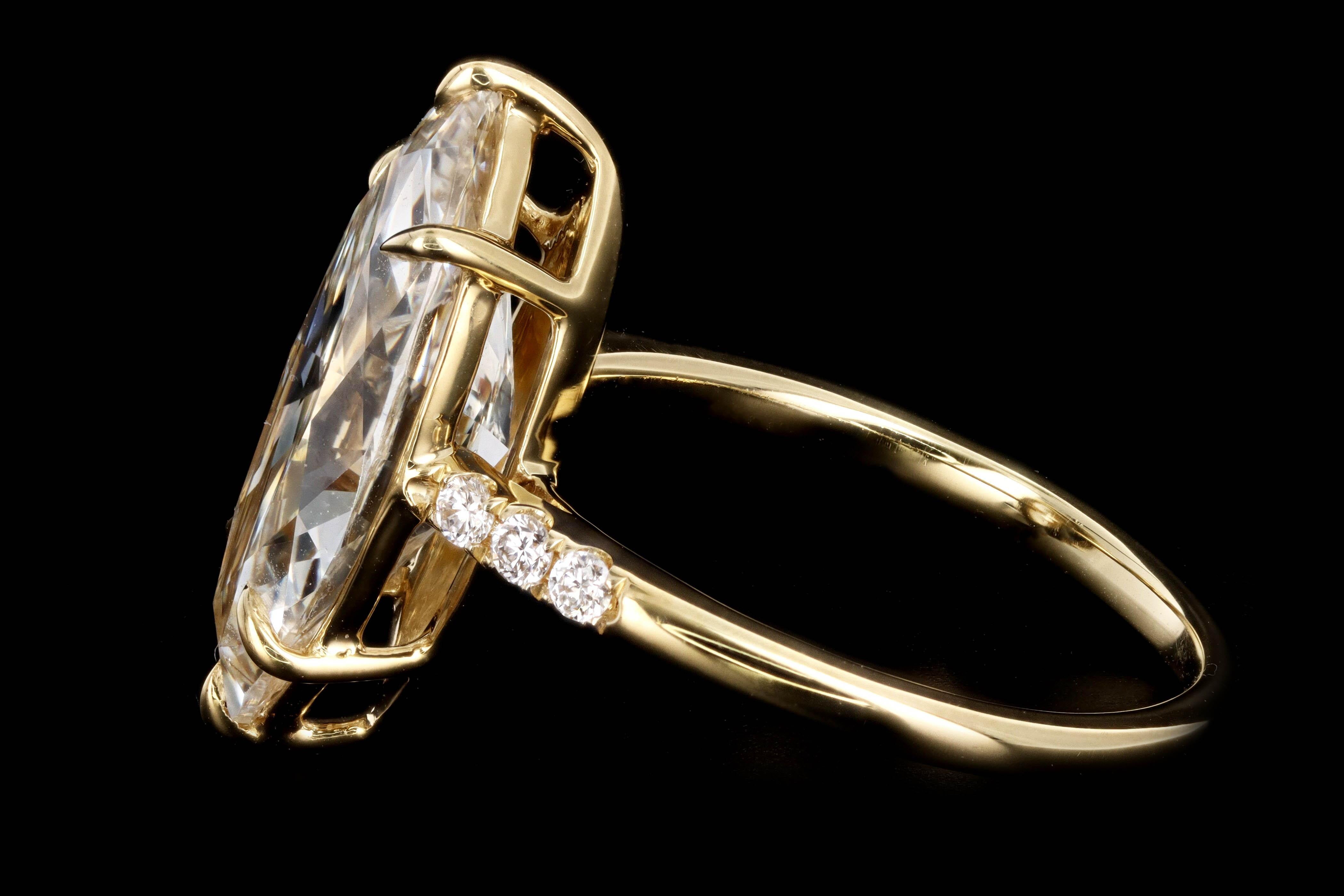 18 Karat Yellow Gold 4.63 Carat Marquise Cut Diamond Engagement Ring In New Condition In Cape May, NJ