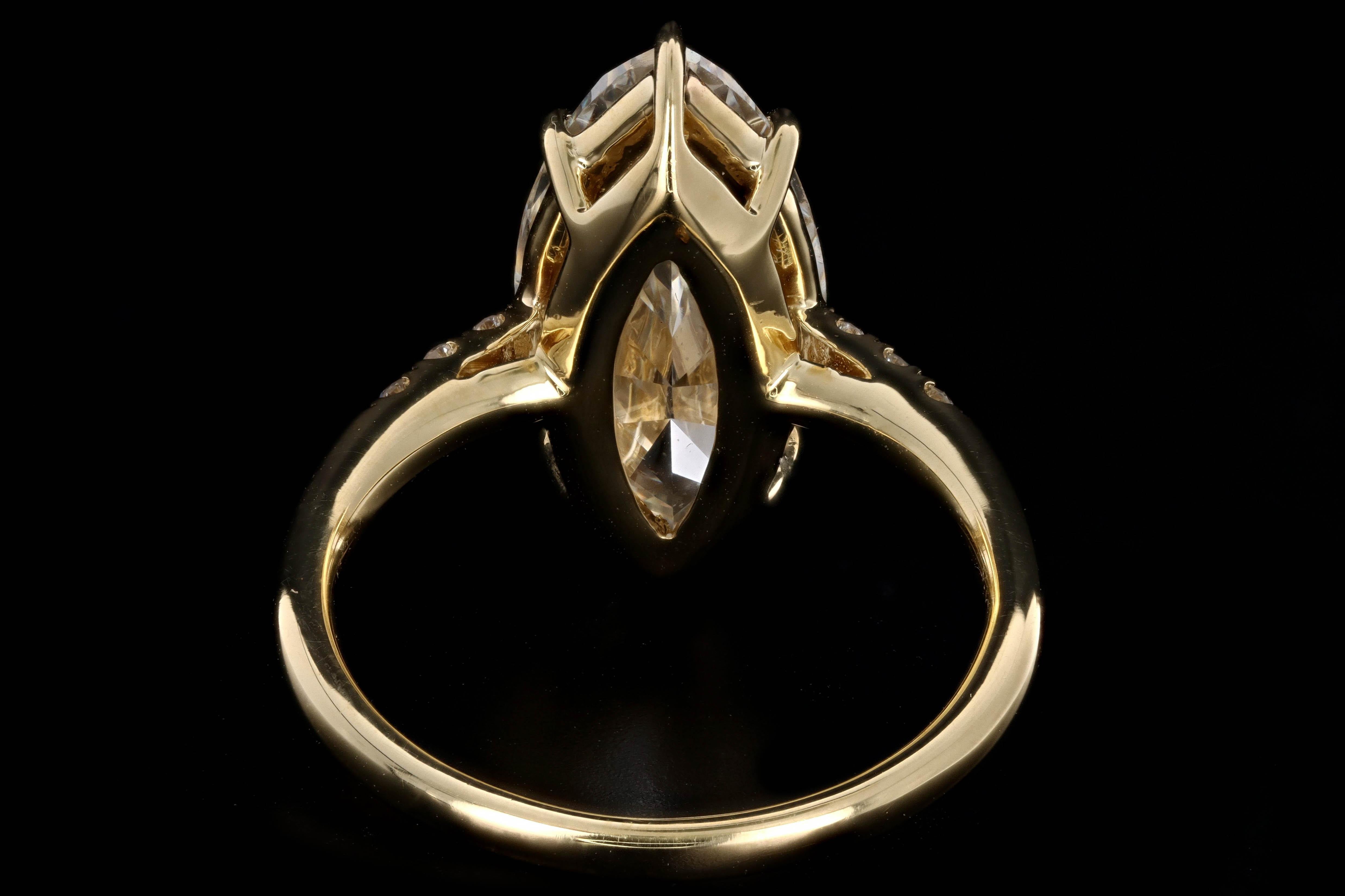 18 Karat Yellow Gold 4.63 Carat Marquise Cut Diamond Engagement Ring 1