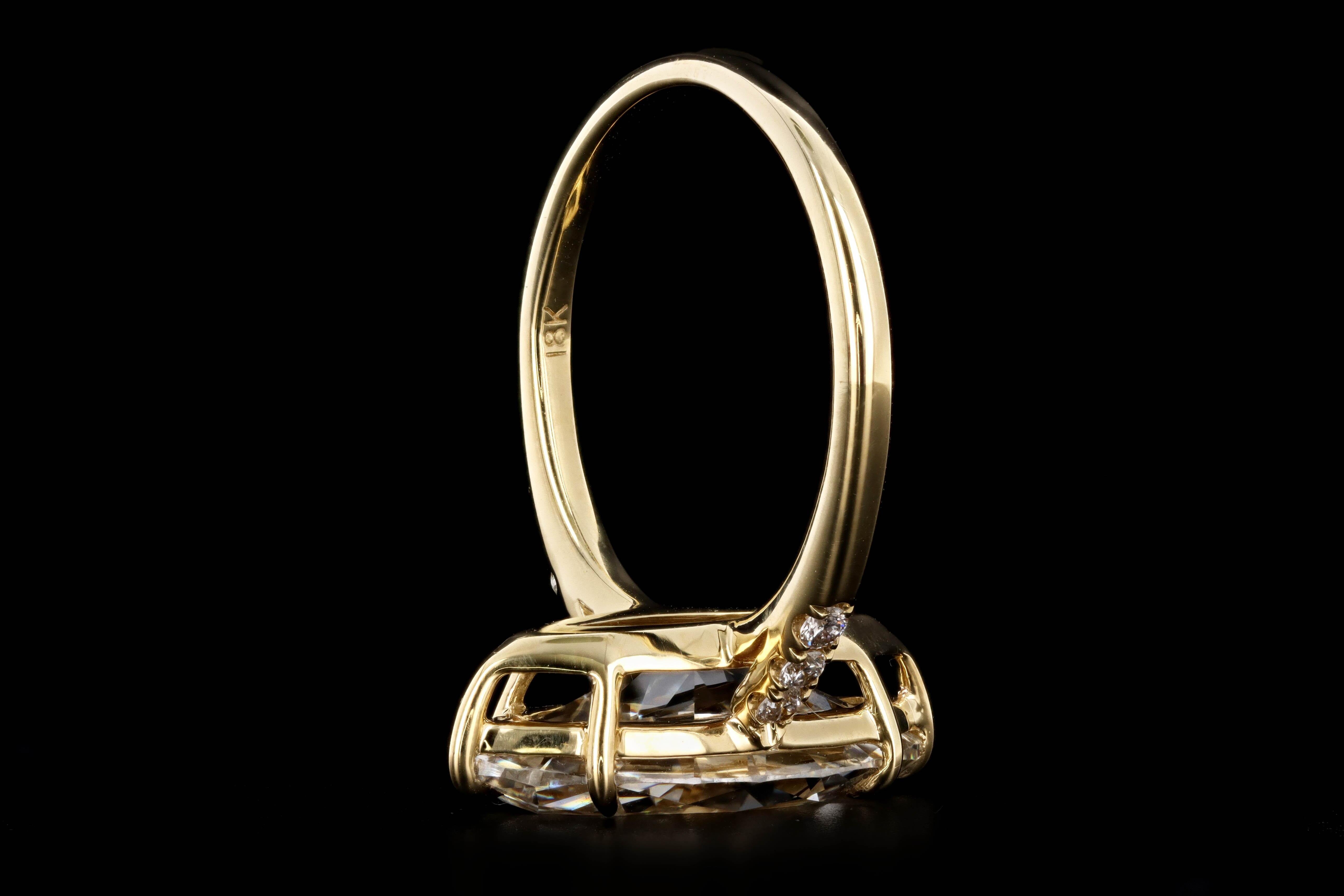 18 Karat Yellow Gold 4.63 Carat Marquise Cut Diamond Engagement Ring 3