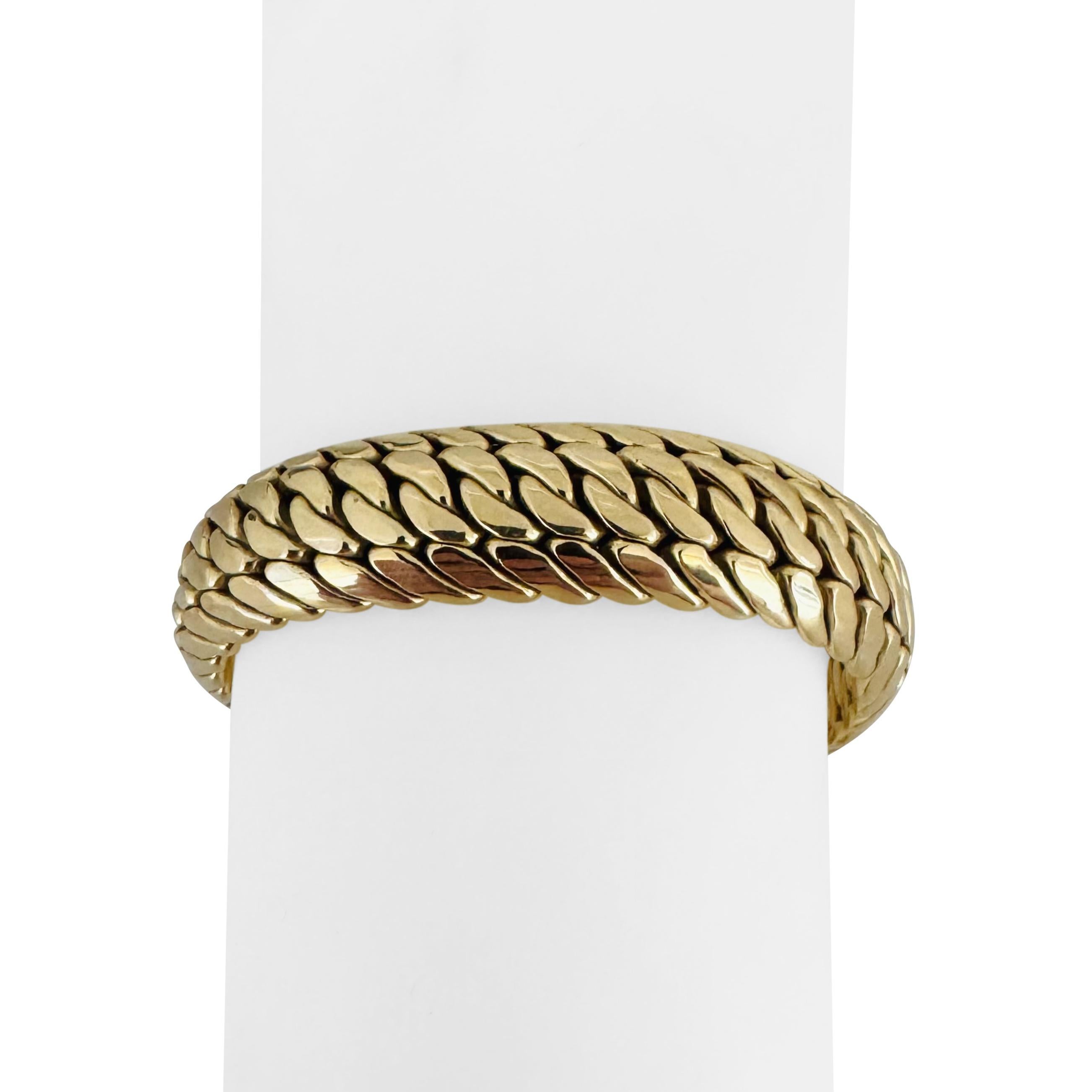 18 Karat Gelbgold 47g schweres, dickes, 13 mm, ausgefallenes Gliederarmband Italien 6,75