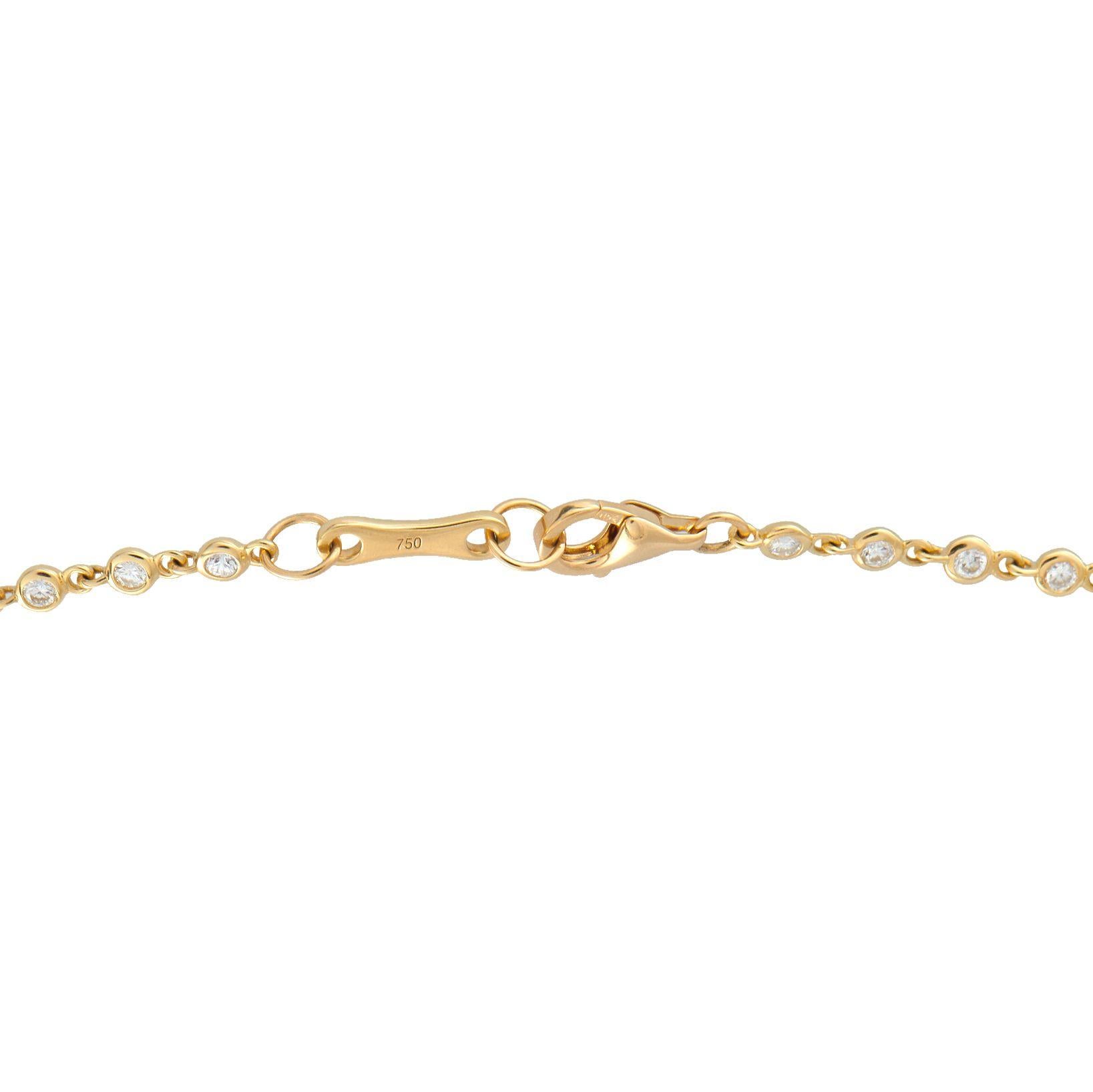 Taille ronde Collier station en or jaune 18K avec 4,90 ct de diamants ANK-19013-Y en vente