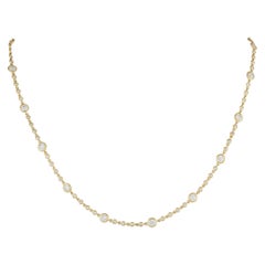 Collar de oro amarillo de 18 quilates con estación de diamantes de 4,90 ct ANK-19013-Y