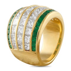 18K Yellow Gold 4.97ct Diamond and Emerald Ring MF04-112425