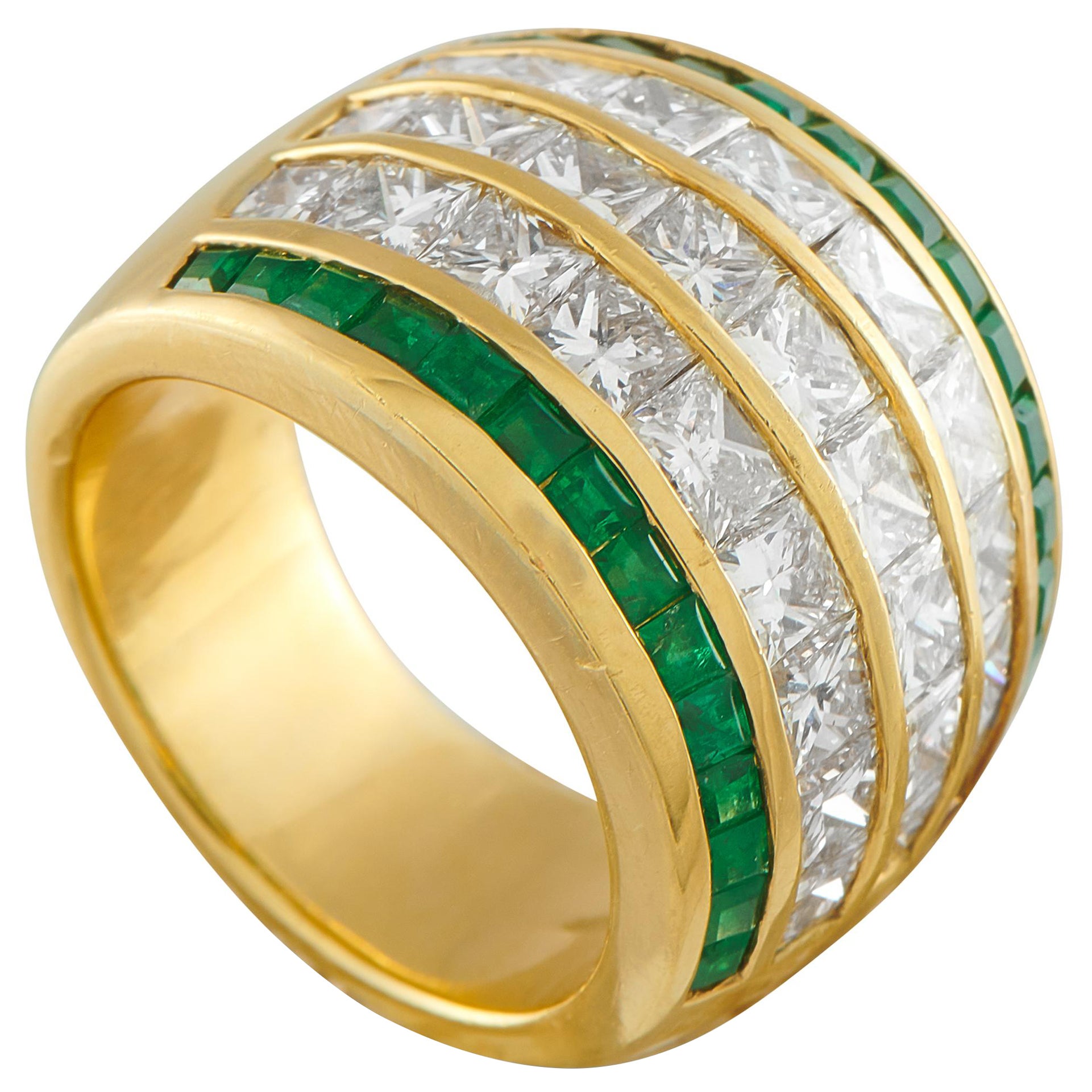 18K Gelbgold 4,97ct Diamant und Smaragd Ring MF04-112425