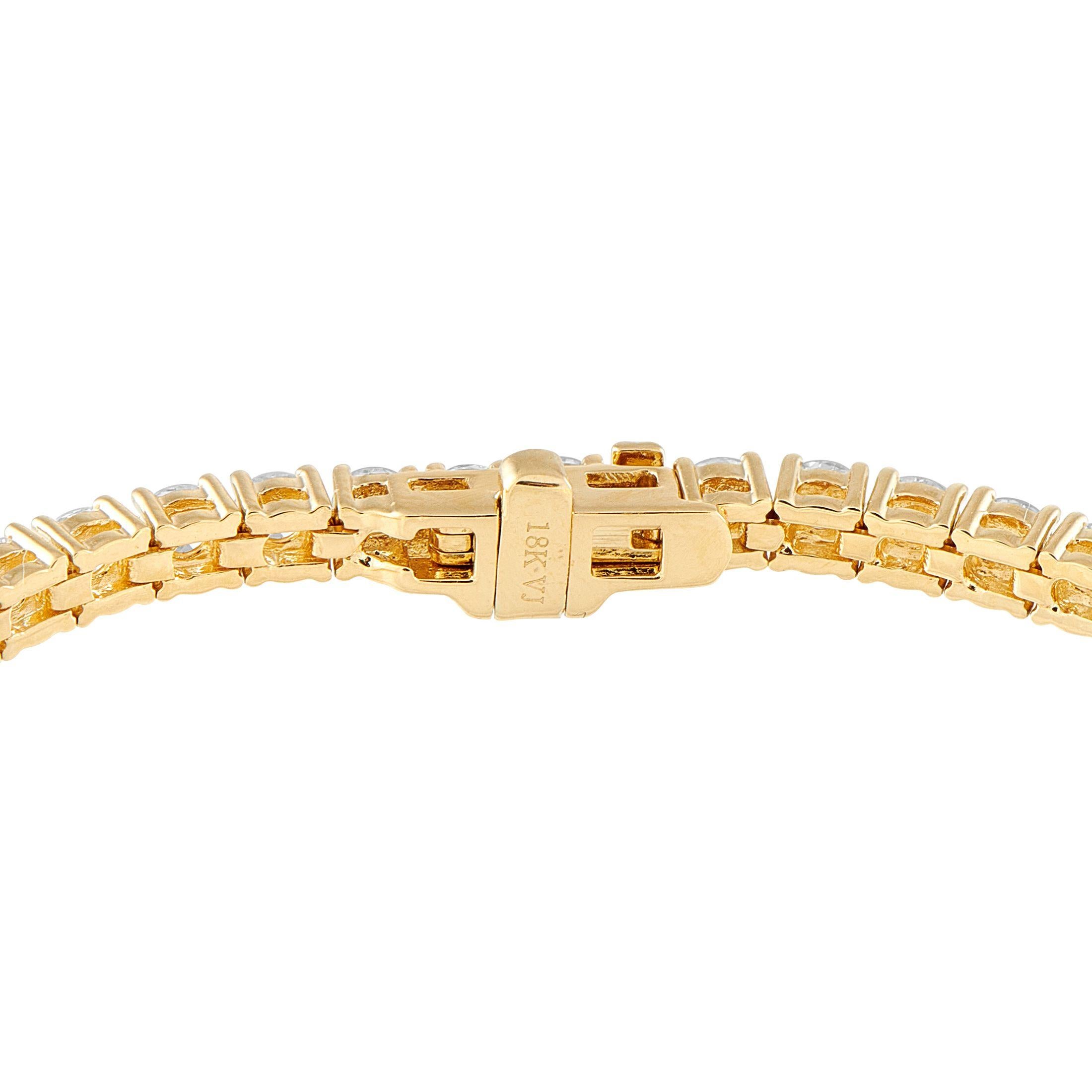 Taille ronde Bracelet de tennis en or jaune 18K avec 4.99ct de diamants MF08-072225 en vente