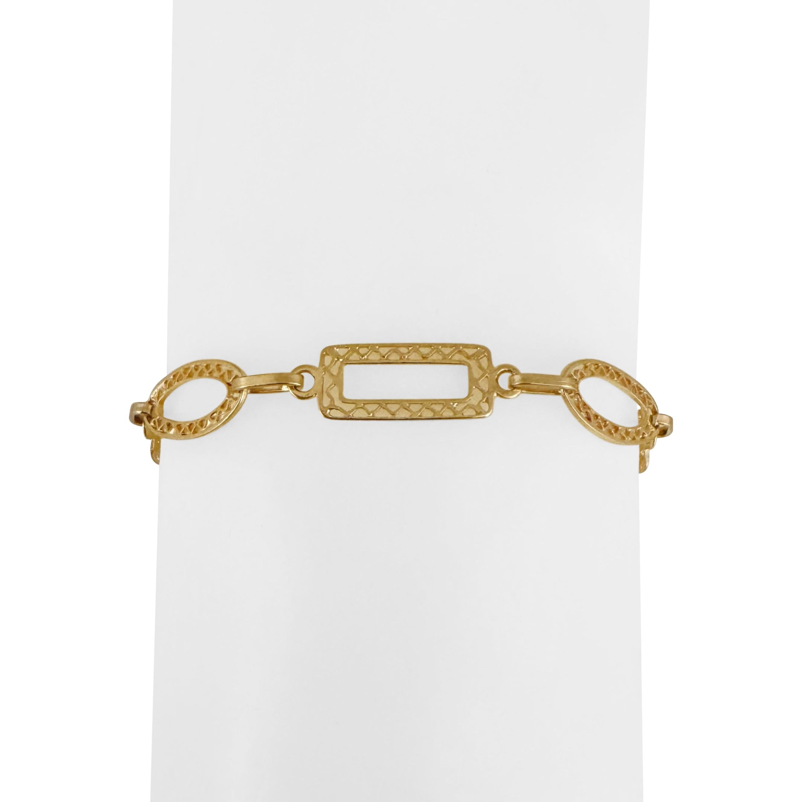 18k Gelbgold 4g Damen Leuchte 21mm Vintage Ausgefallenes Gliederarmband Italien 8