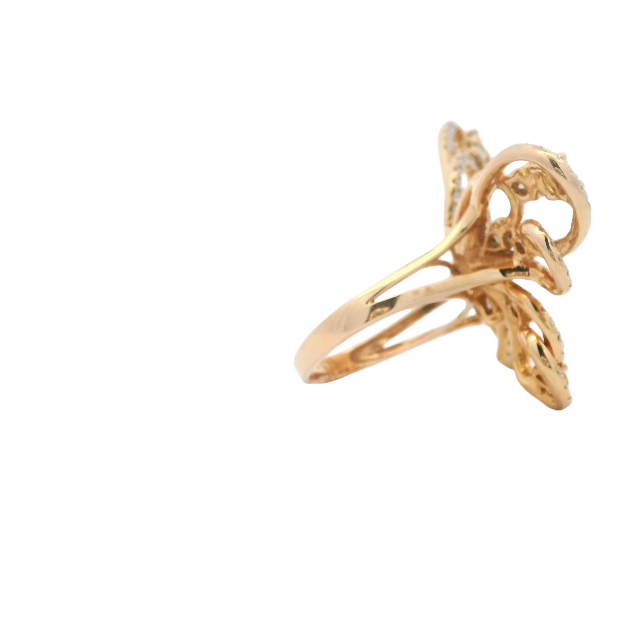 18K Yellow Gold 5 Carat Natural Fancy Color Diamond Butterfly Cocktail Ring For Sale 3