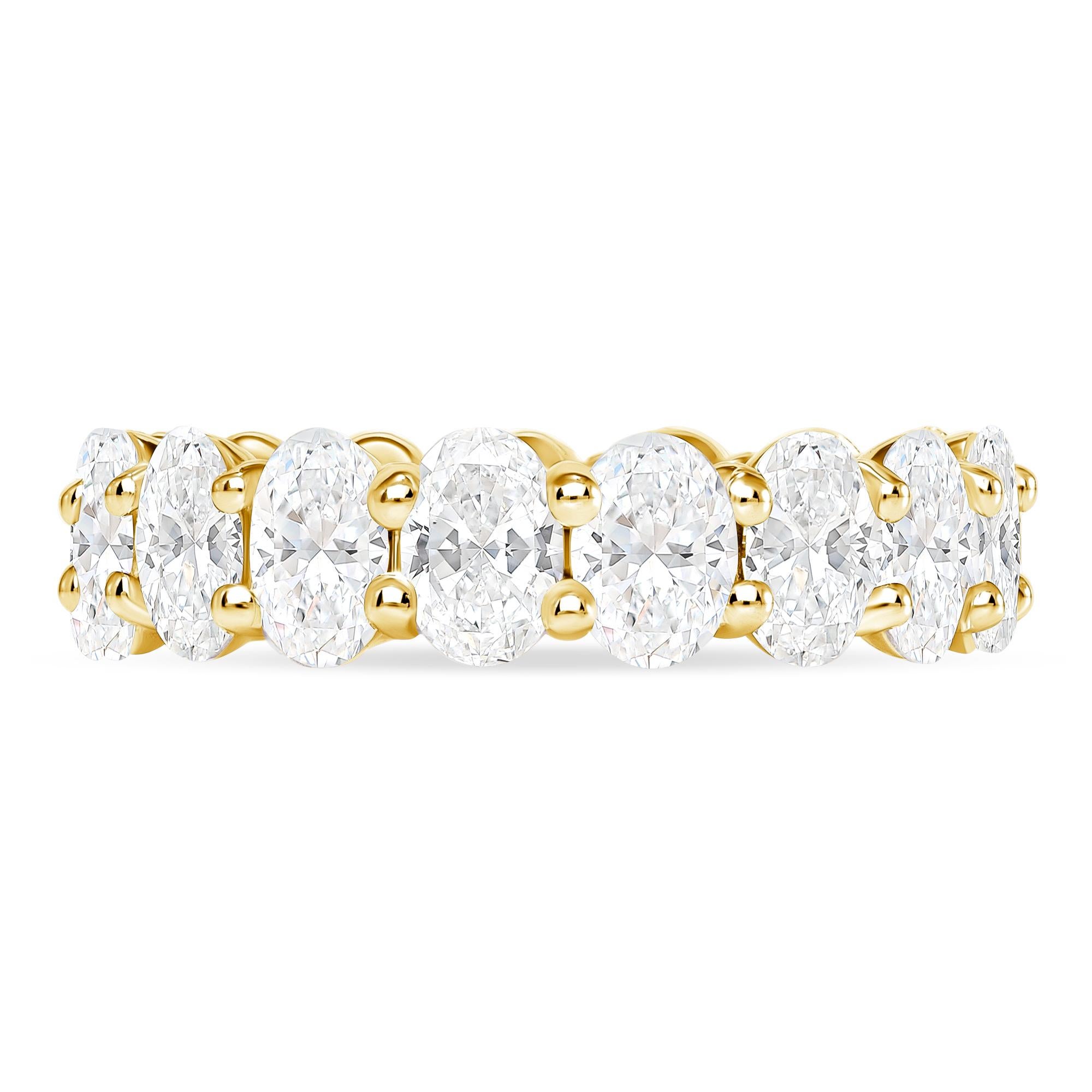 For Sale:  18k Yellow Gold 5 Carat Oval Cut Natural Diamond Eternity Ring 2