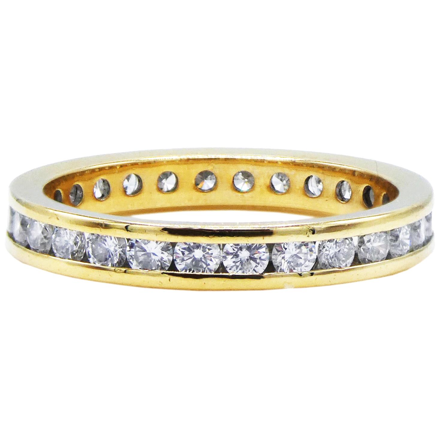 18 Karat Yellow Gold .50 Carat Channel Set Diamond Eternity Band Ring